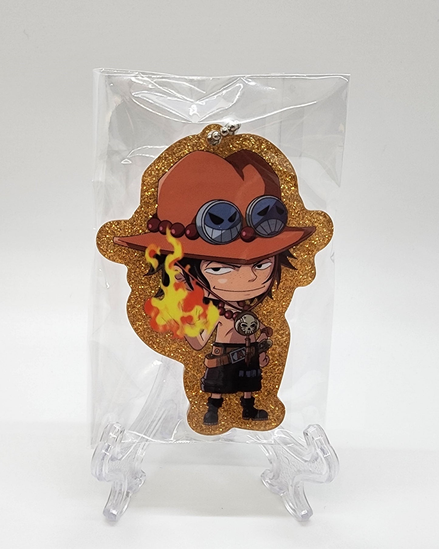 One Piece Portgas Ace Glitter Keychain